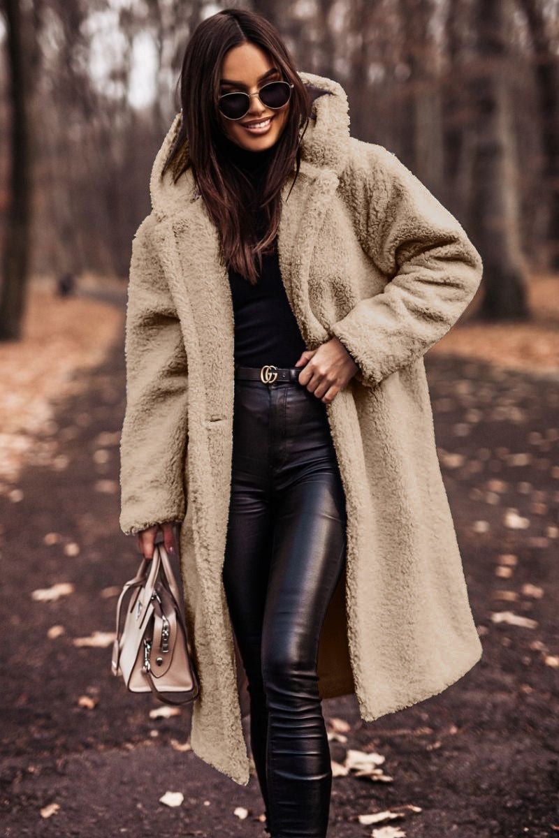 Women's Faux Fur Teddy Coat Oversized Double-Breasted