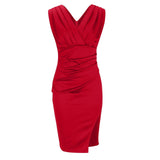 Fitted V-Neck Dress with Slit