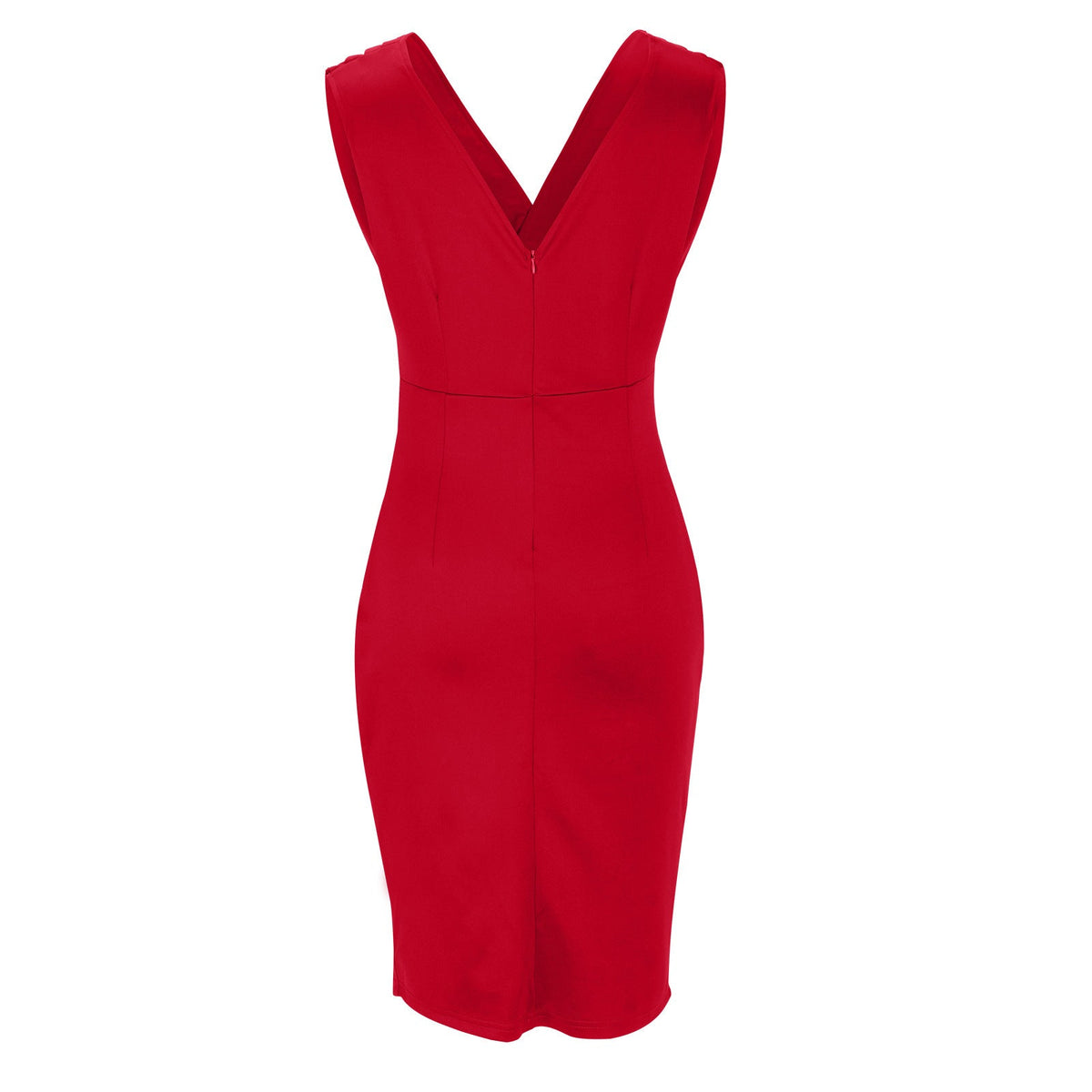 Fitted V-Neck Dress with Slit