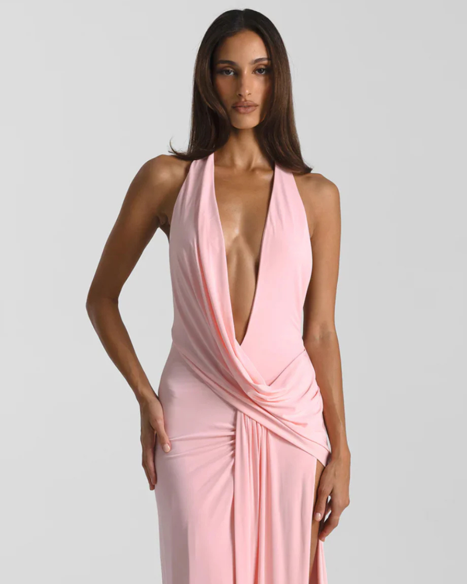 Solstice Halter Neck Backless Maxi Dress with Side Slit