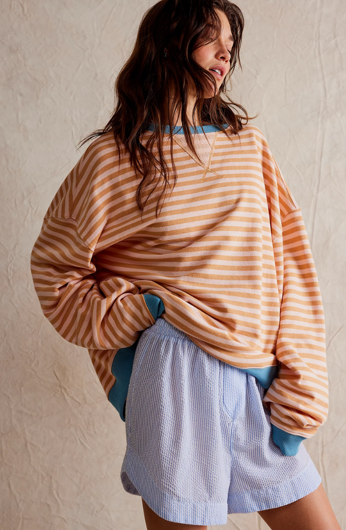 Lisbon Striped Oversized Crew Neck Sweater