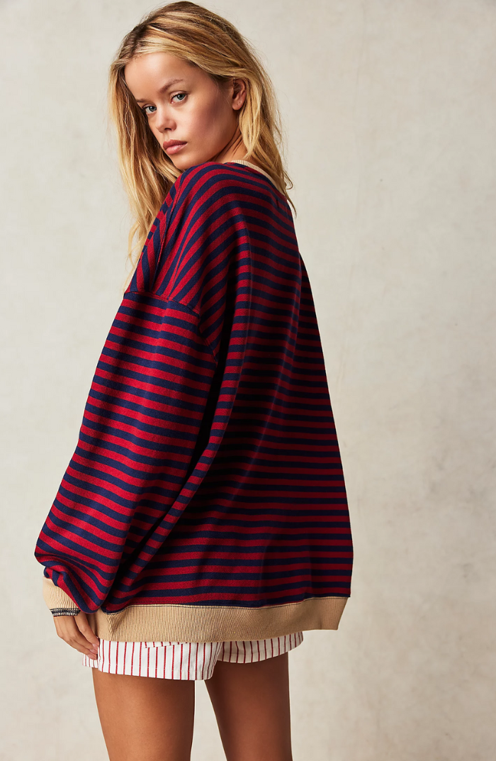 Lisbon Striped Oversized Crew Neck Sweater