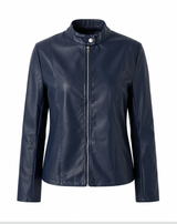 Fitted Leather-Look Zip-Up Jacket for Women