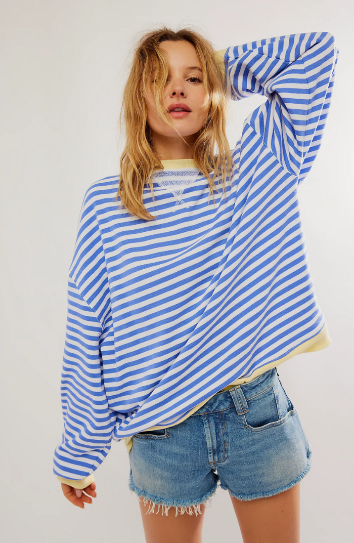 Lisbon Striped Oversized Crew Neck Sweater