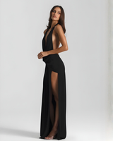 Solstice Halter Neck Backless Maxi Dress with Side Slit