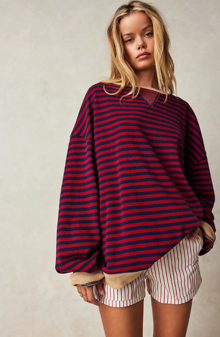 Lisbon Striped Oversized Crew Neck Sweater