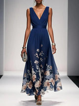 Half Moon Bay Floral V-Neck A-Line Wedding Guest Dress