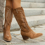 Seville Embroidered Western Cowboy Boots with Block Heel