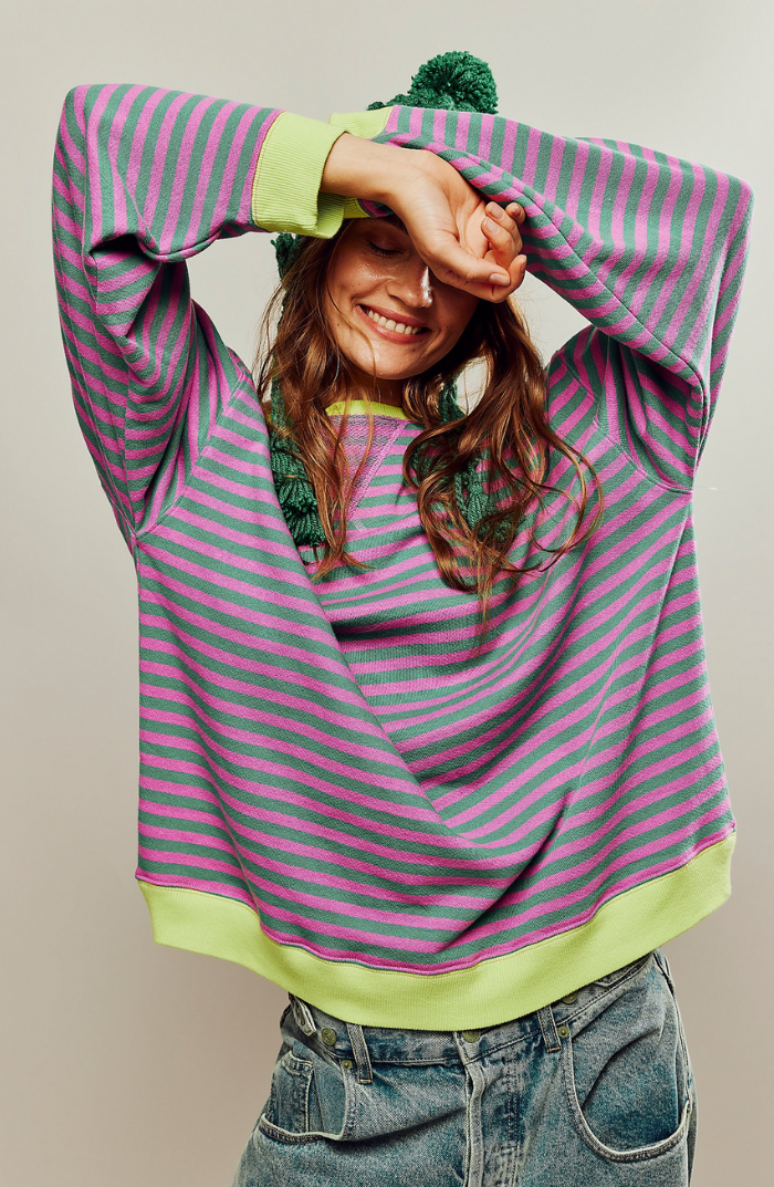 Lisbon Striped Oversized Crew Neck Sweater