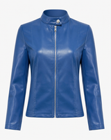 Fitted Leather-Look Zip-Up Jacket for Women
