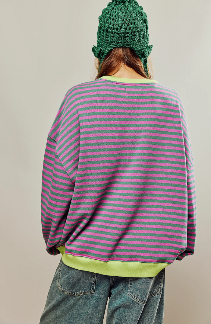 Lisbon Striped Oversized Crew Neck Sweater