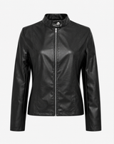 Fitted Leather-Look Zip-Up Jacket for Women