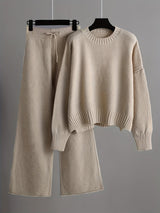Stowe Ribbed Knit Sweater and Wide-Leg Pant Set
