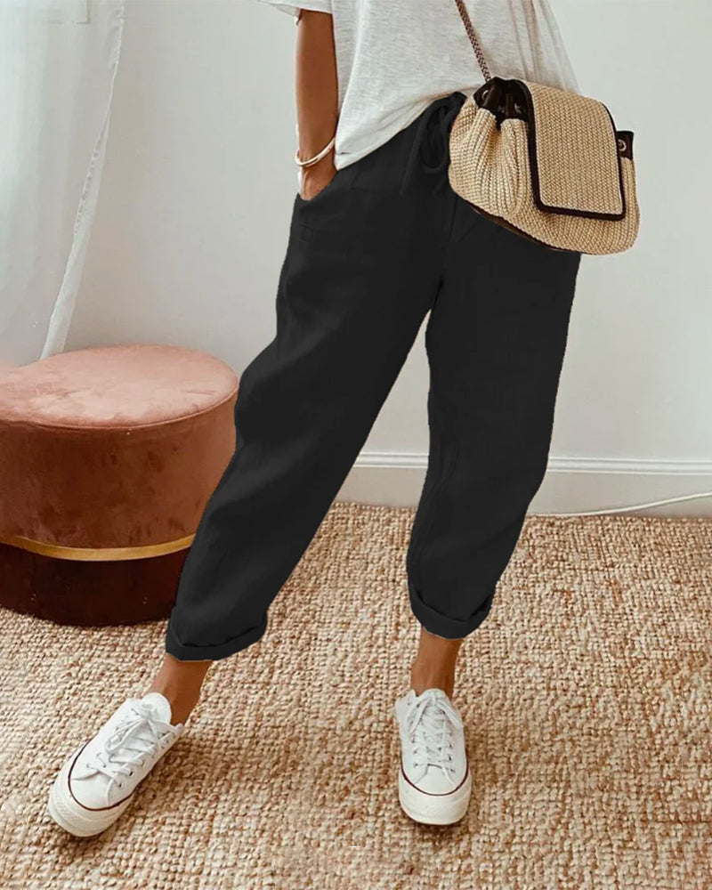 Breathable Moisture-Wicking Drawstring Pants for Women