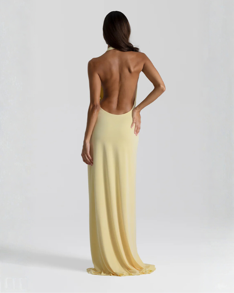 Solstice Halter Neck Backless Maxi Dress with Side Slit