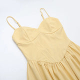 Tavira Corset Bodice A-Line Midi Dress with Pockets