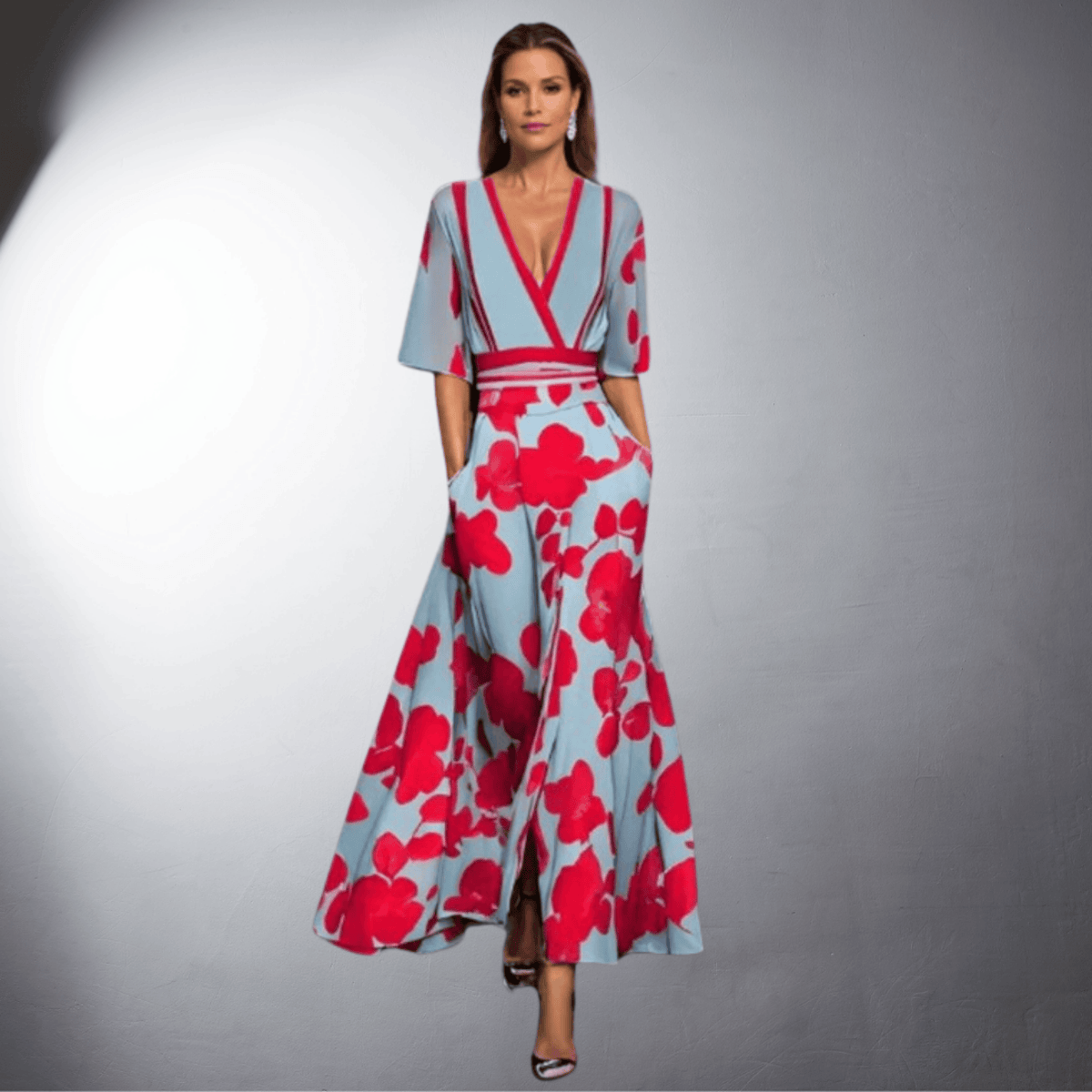 Elegant Floral Dress with Sleeves