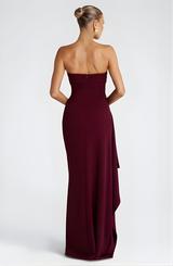 Golden Gate Strapless Twisted Maxi Dress with High Slit