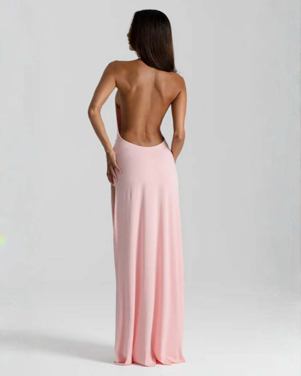Solstice Halter Neck Backless Maxi Dress with Side Slit