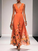 Half Moon Bay Floral V-Neck A-Line Wedding Guest Dress
