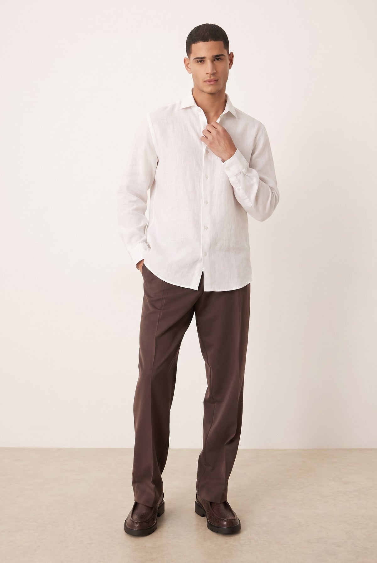 Ethan | Sculpted Stylish White Linen Shirt