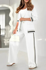 Relaxed Two-Piece Set with Wide-Leg Pants for Women
