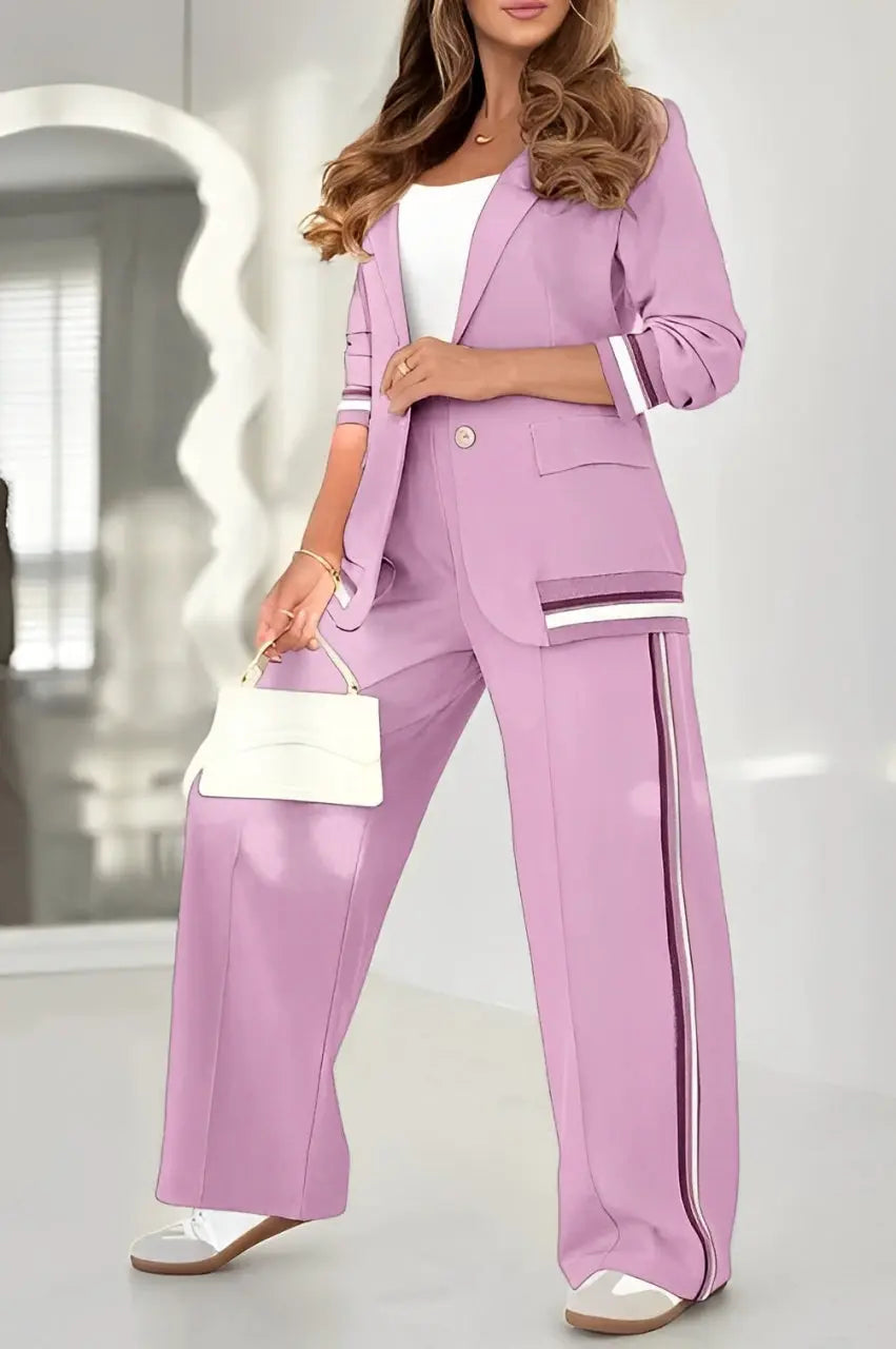 Relaxed Two-Piece Set with Wide-Leg Pants for Women