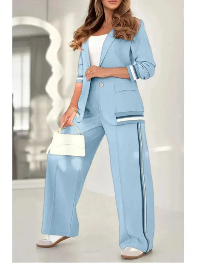 Relaxed Two-Piece Set with Wide-Leg Pants for Women