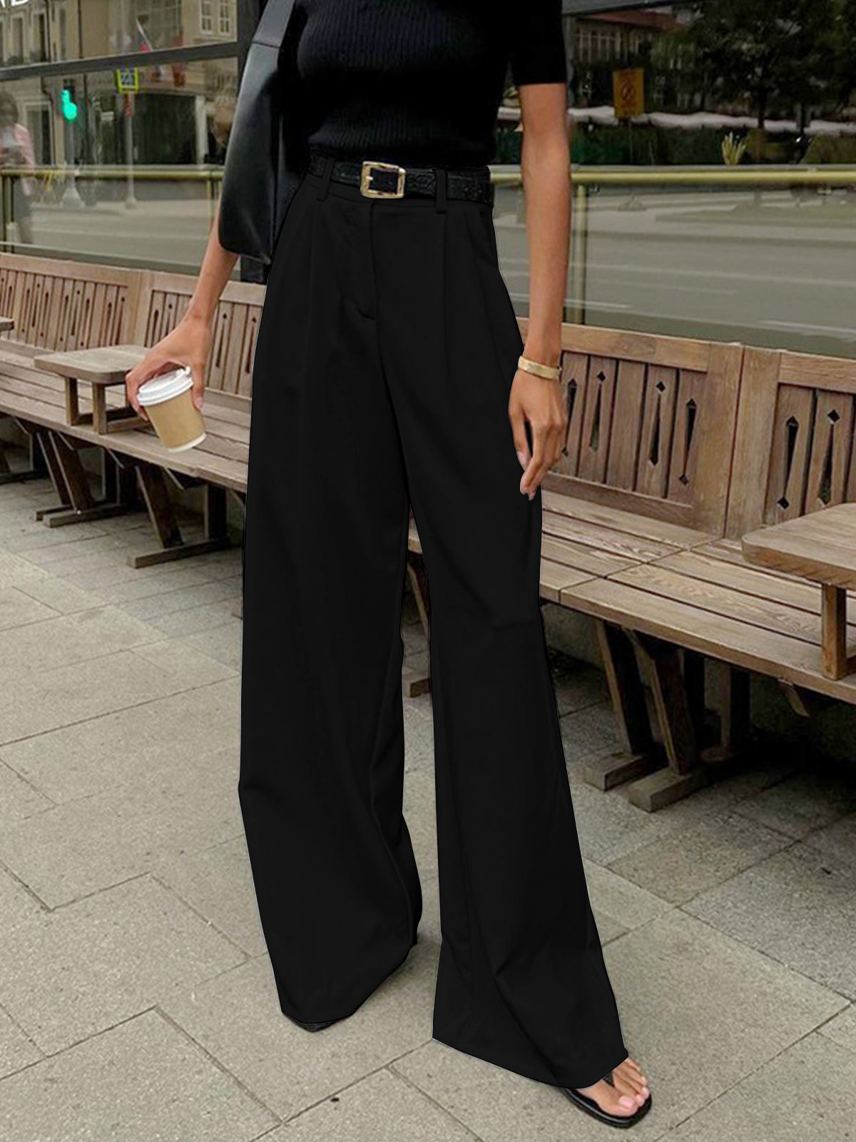 Destin Wide-Leg High-Waist Belted Pants