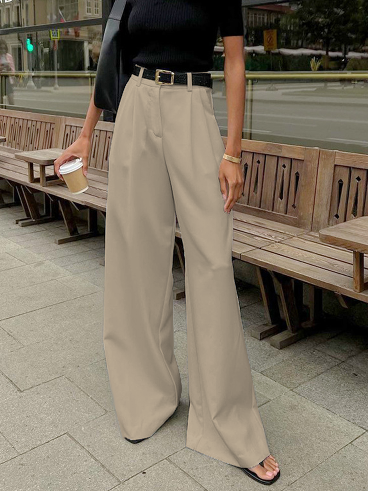Destin Wide-Leg High-Waist Belted Pants