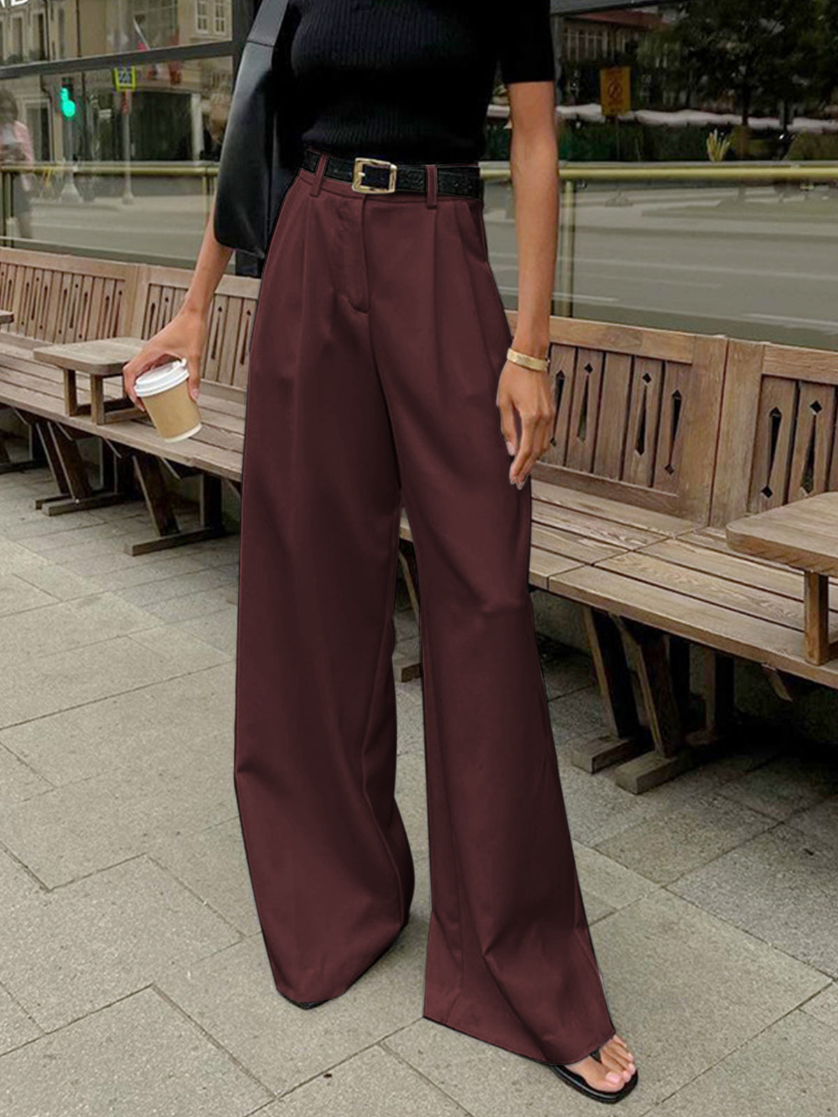 Destin Wide-Leg High-Waist Belted Pants