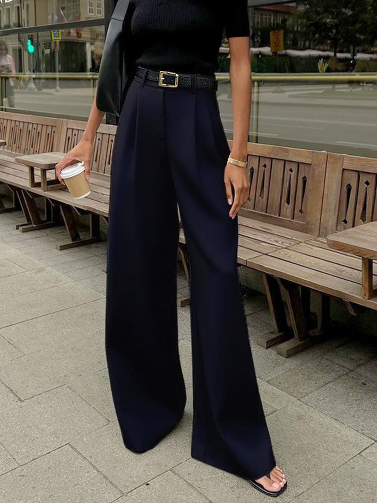 Destin Wide-Leg High-Waist Belted Pants
