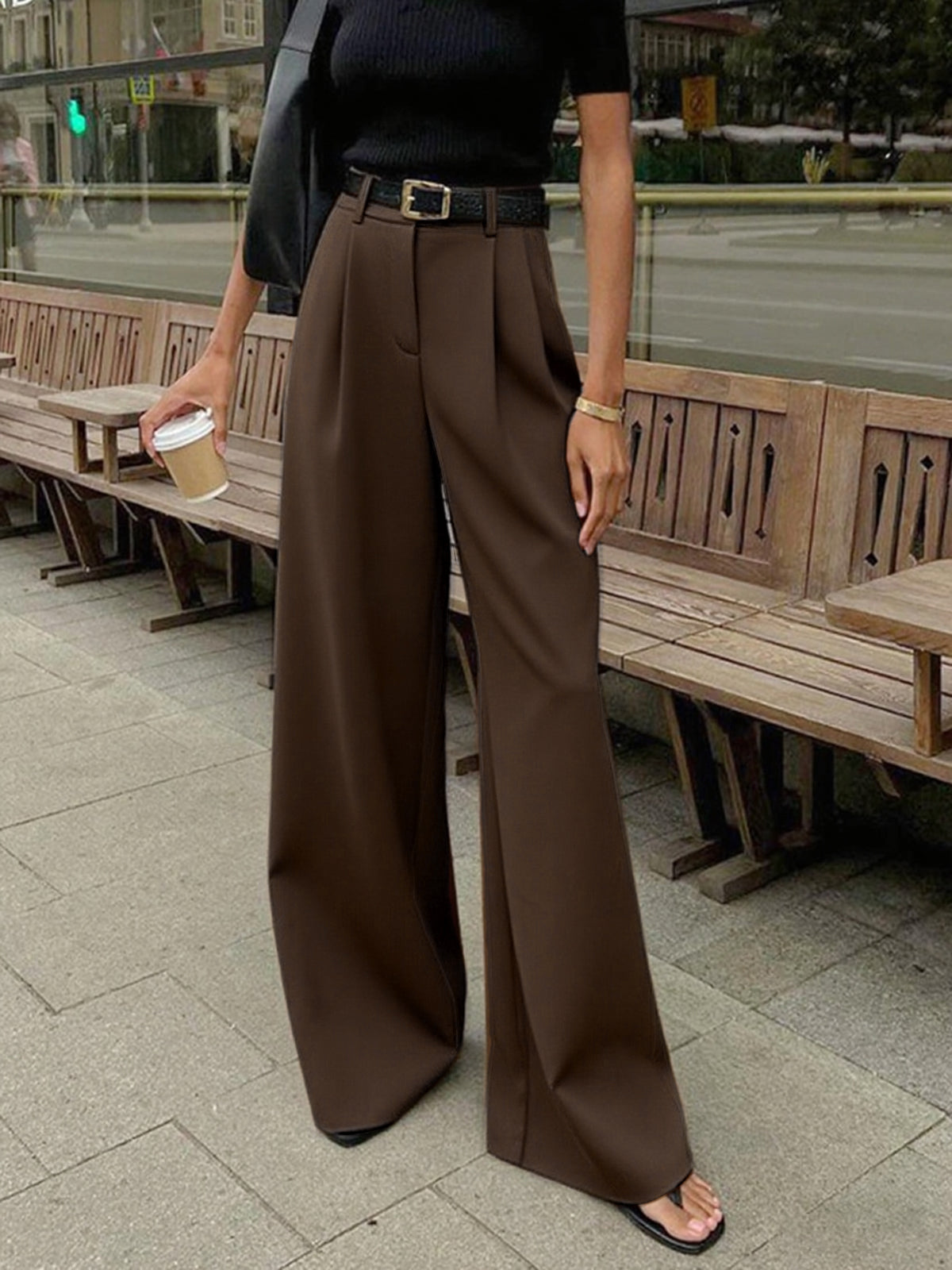 Destin Wide-Leg High-Waist Belted Pants