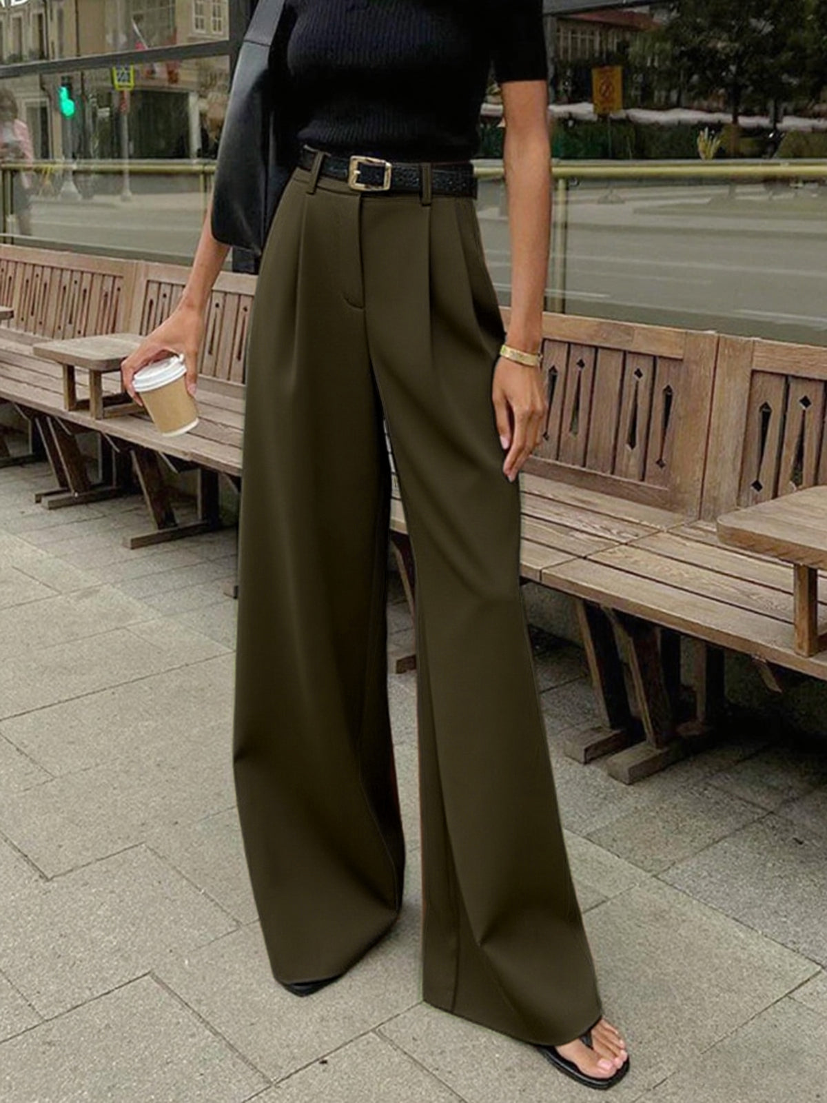 Destin Wide-Leg High-Waist Belted Pants