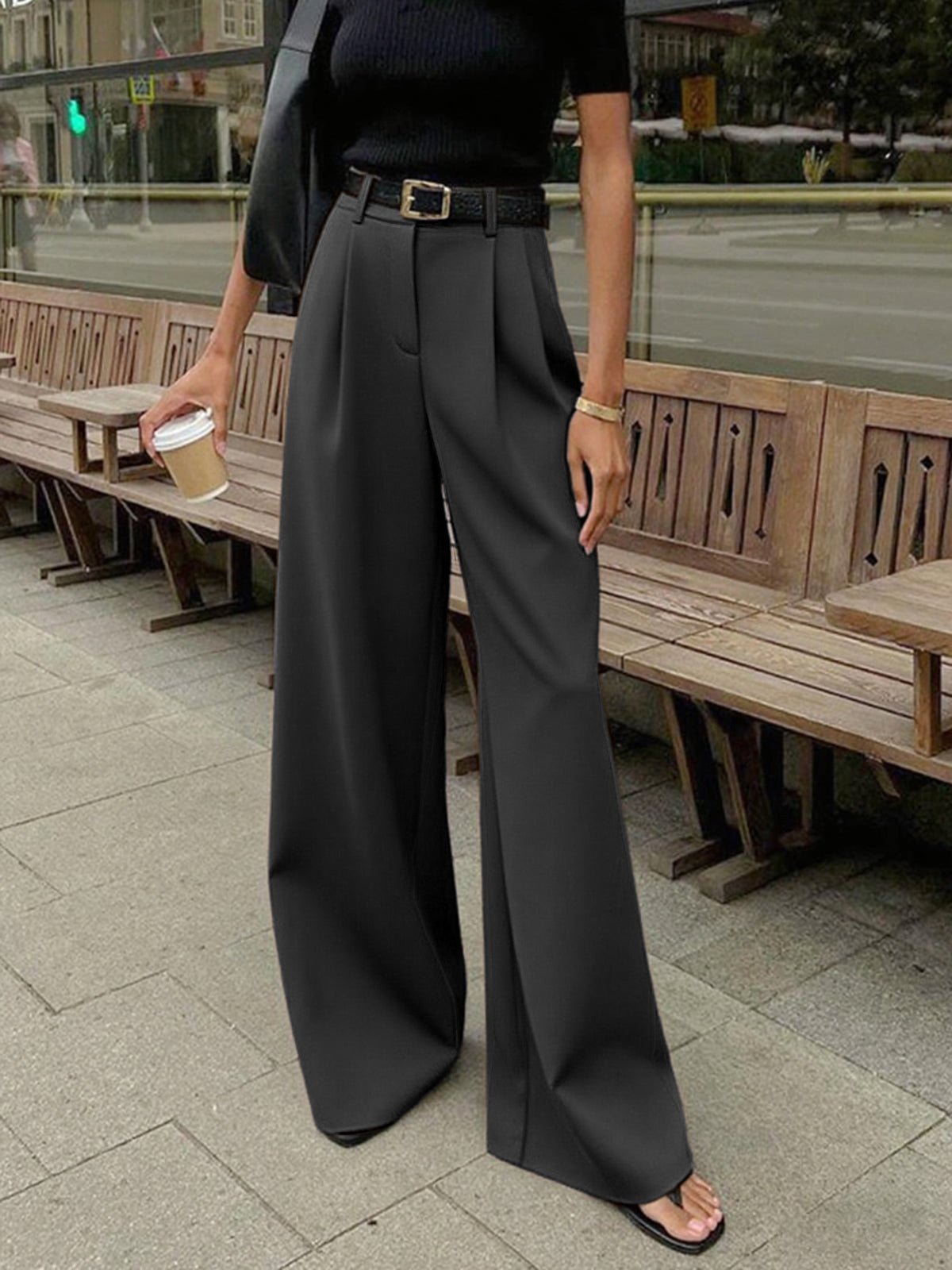 Destin Wide-Leg High-Waist Belted Pants