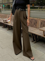 Destin Wide-Leg High-Waist Belted Pants