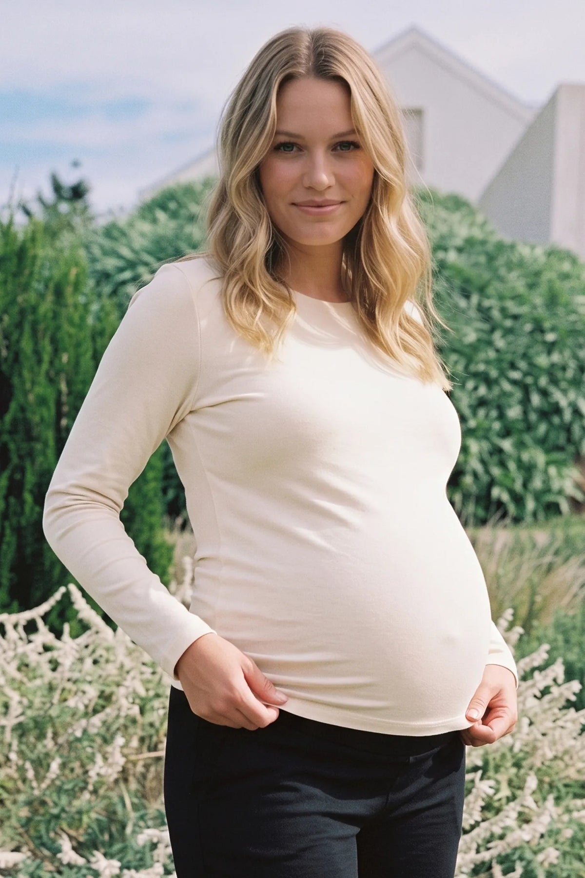 Crew Neck Long Sleeve Maternity Top