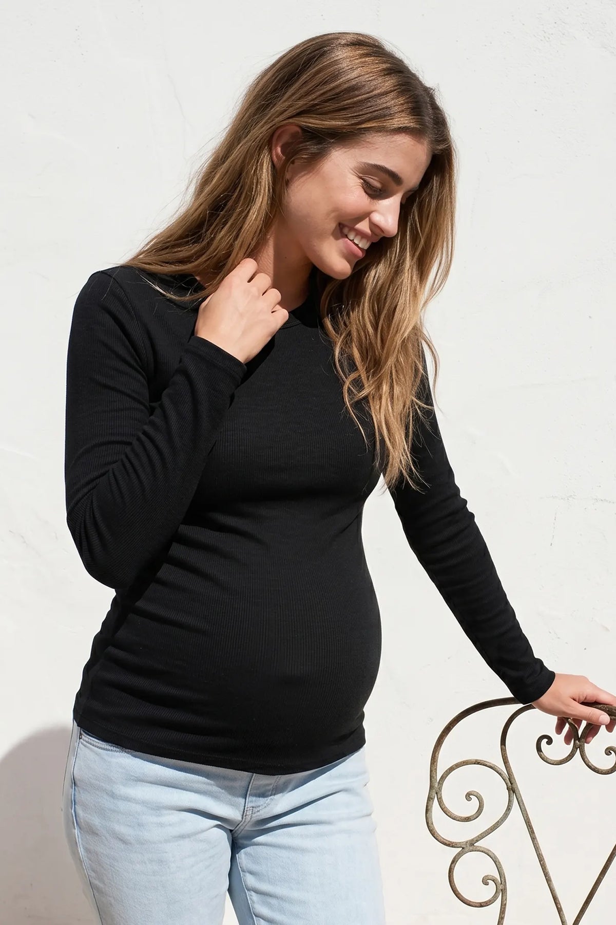 Crew Neck Long Sleeve Maternity Top