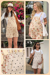 Harbor Bay Floral Maternity Short Overalls with Adjustable Straps