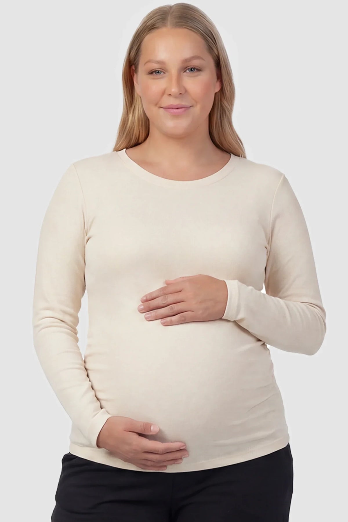 Crew Neck Long Sleeve Maternity Top