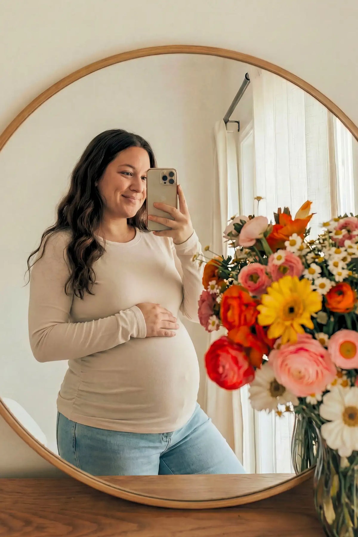 Crew Neck Long Sleeve Maternity Top
