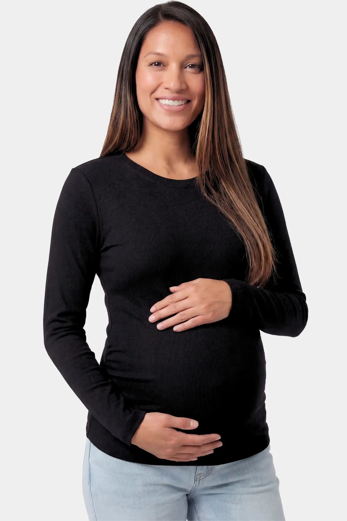 Crew Neck Long Sleeve Maternity Top