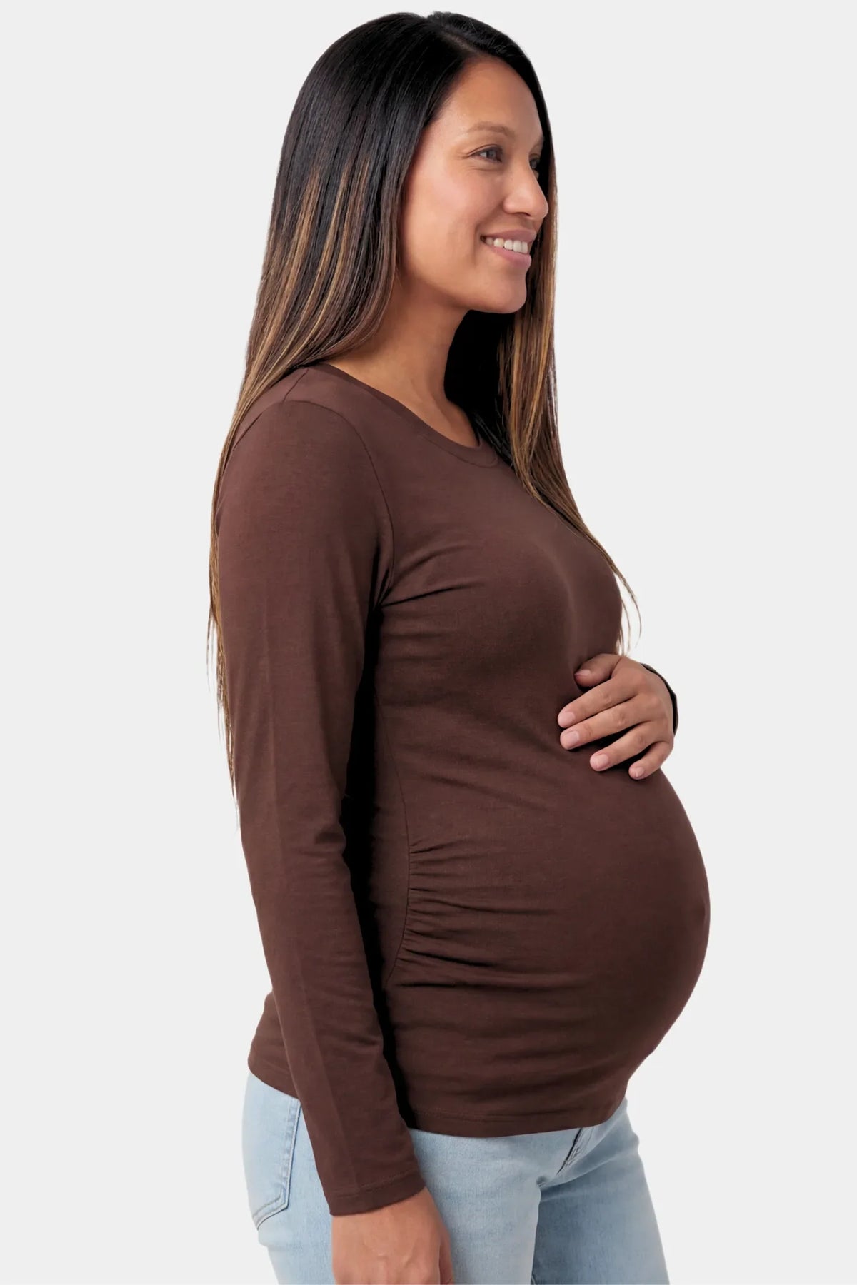 Crew Neck Long Sleeve Maternity Top