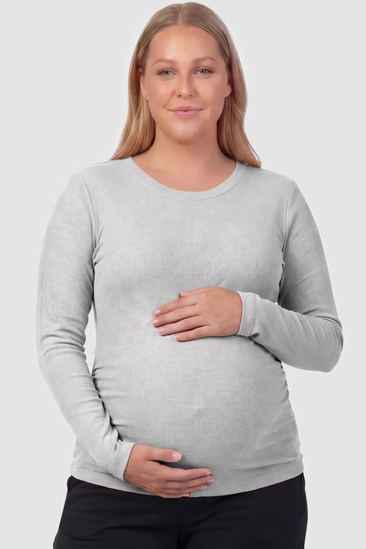 Crew Neck Long Sleeve Maternity Top