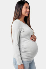 Crew Neck Long Sleeve Maternity Top