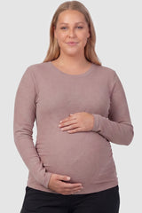Crew Neck Long Sleeve Maternity Top