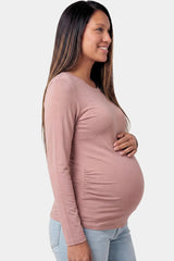 Crew Neck Long Sleeve Maternity Top