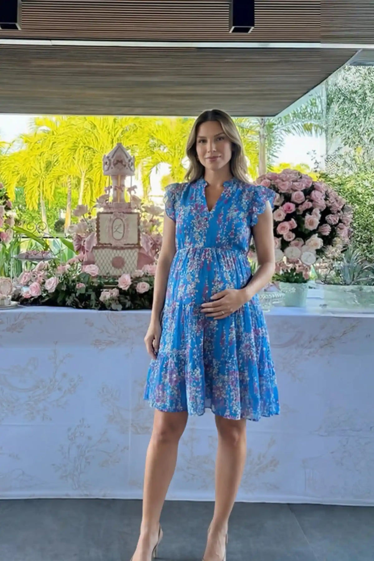 Floral Chiffon A-Line Maternity Mini Dress