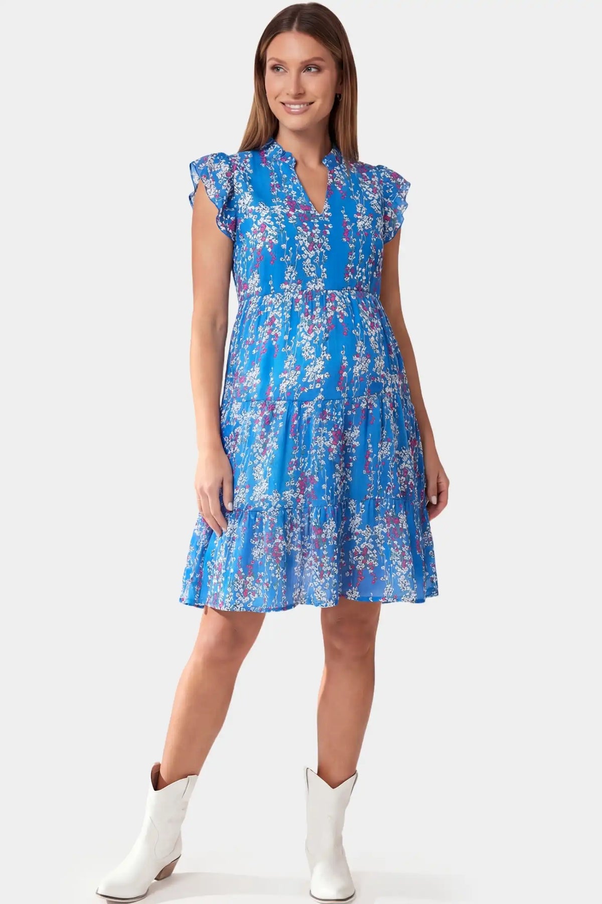 Floral Chiffon A-Line Maternity Mini Dress