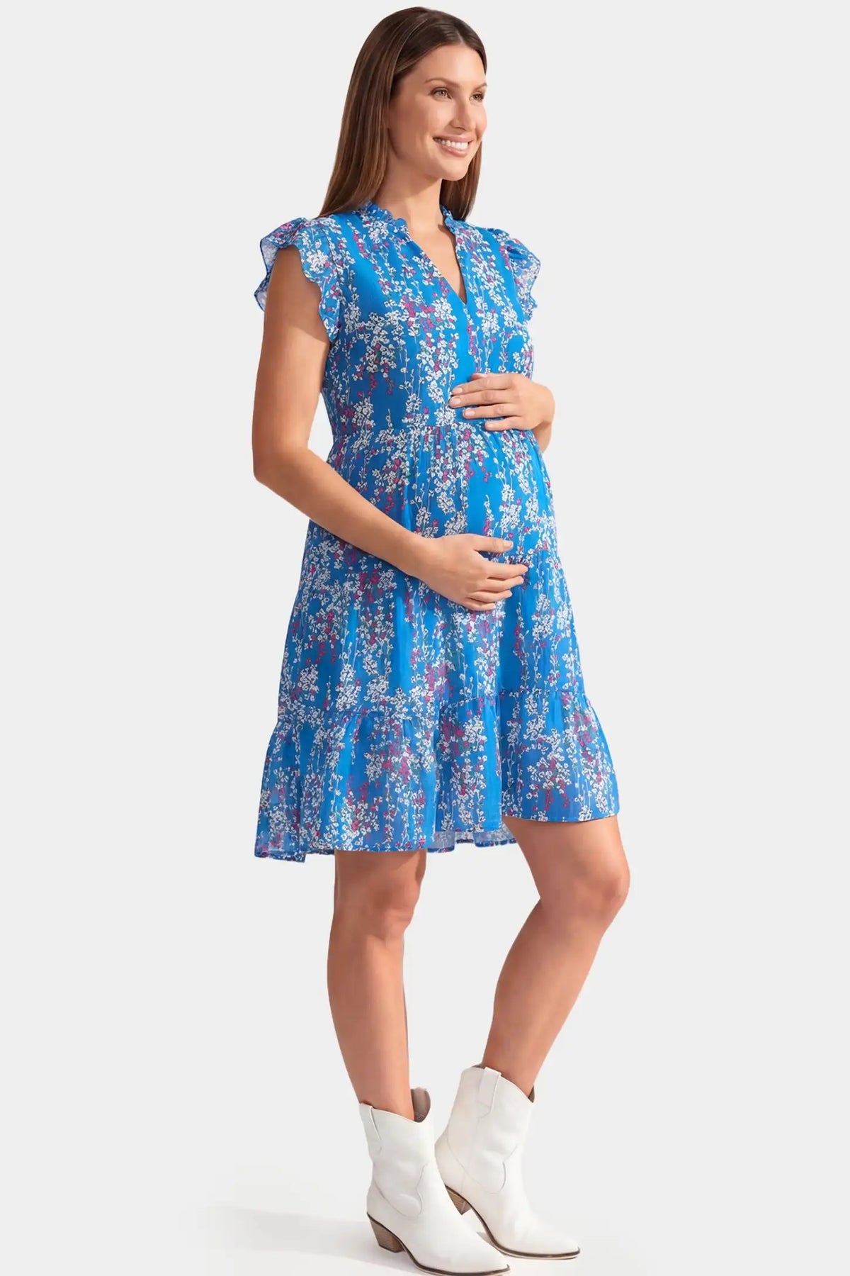 Floral Chiffon A-Line Maternity Mini Dress